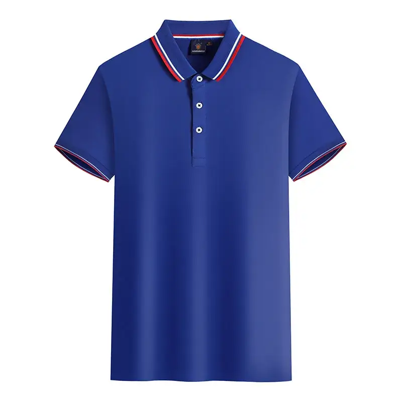 Men Orange Cotton Polo Shirt with Blue Trim - Image 6