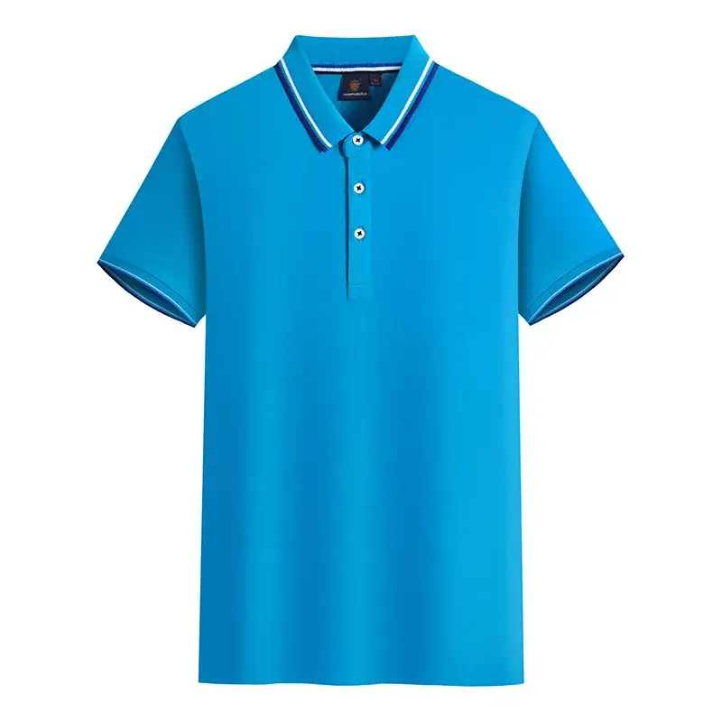 Men Orange Cotton Polo Shirt with Blue Trim - Image 10