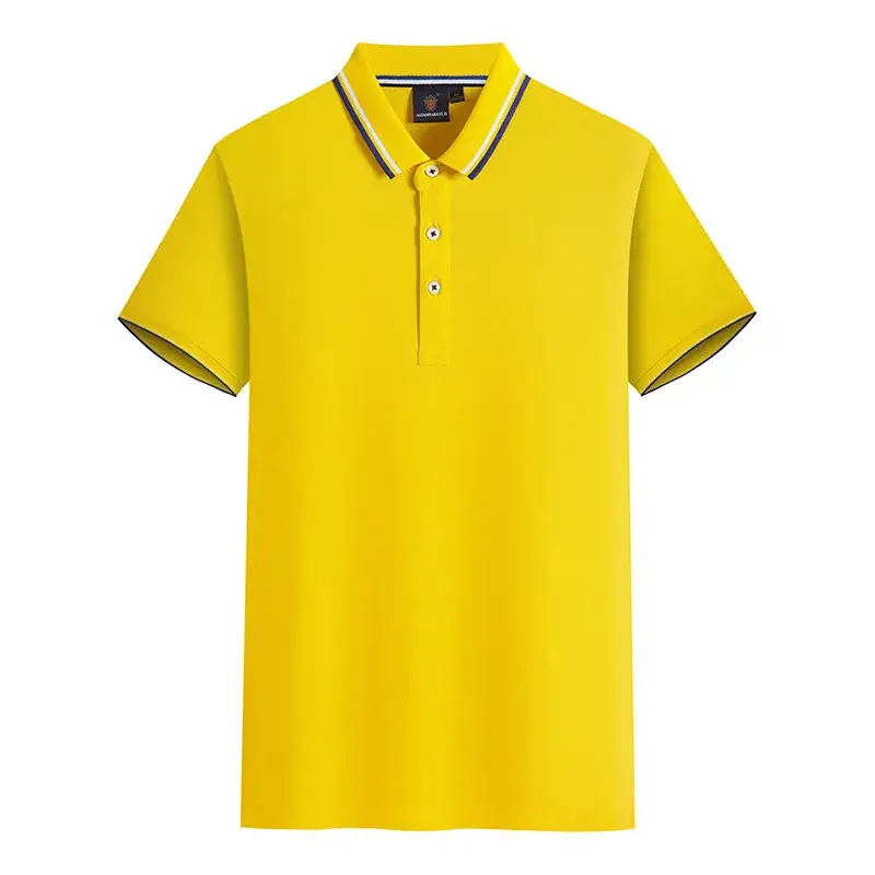 Men Orange Cotton Polo Shirt with Blue Trim - Image 3
