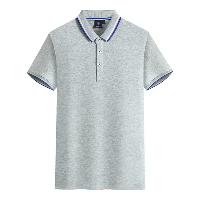 Men Orange Cotton Polo Shirt with Blue Trim - Image 4