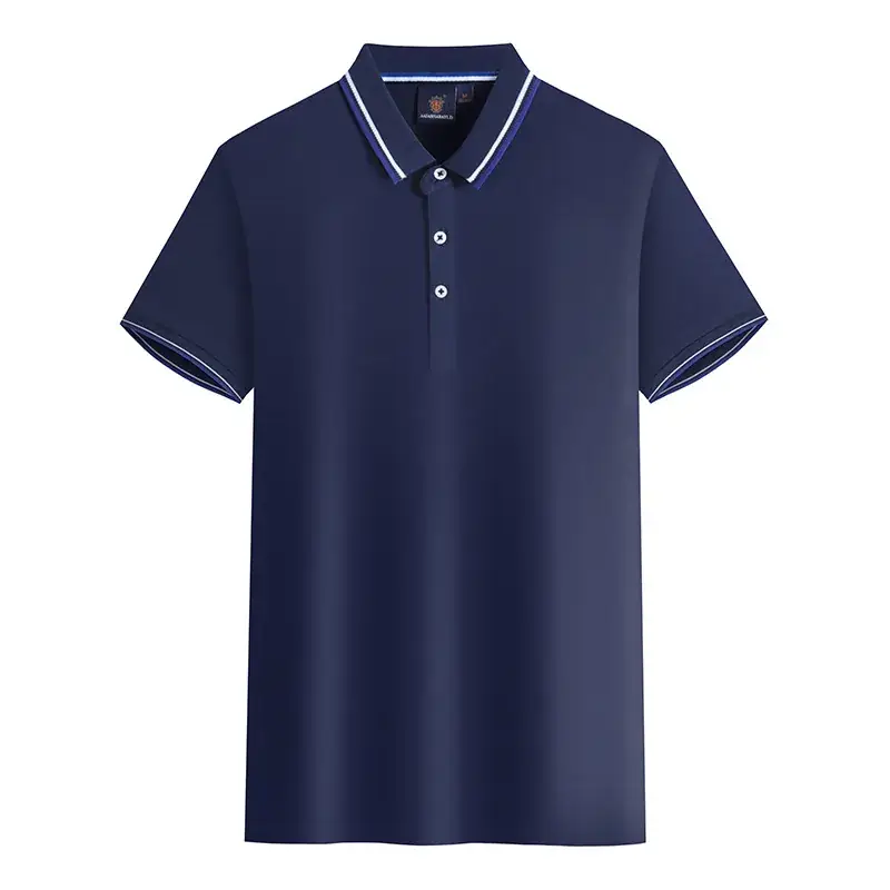 Men Orange Cotton Polo Shirt with Blue Trim - Image 7