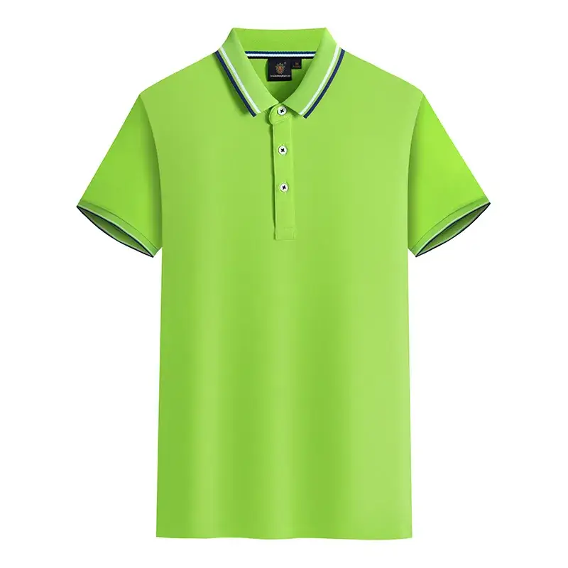 Men Orange Cotton Polo Shirt with Blue Trim - Image 9