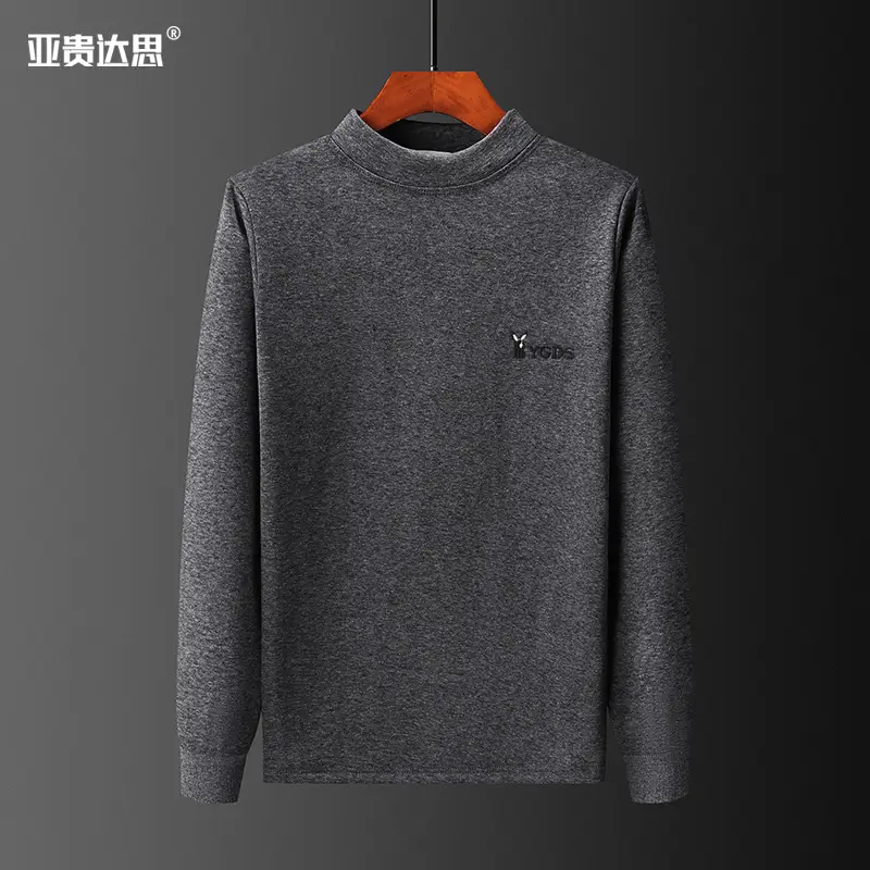 Men Grey Fleece Long Sleeve Pullover Shirt