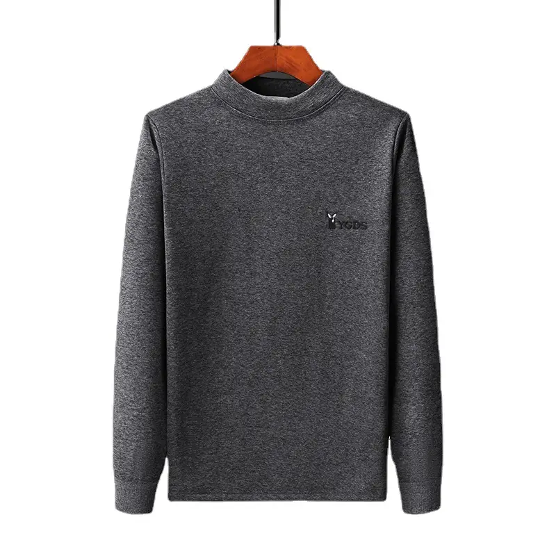 Men Grey Fleece Long Sleeve Pullover Shirt