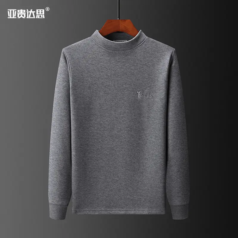 Men Grey Fleece Long Sleeve Pullover Shirt