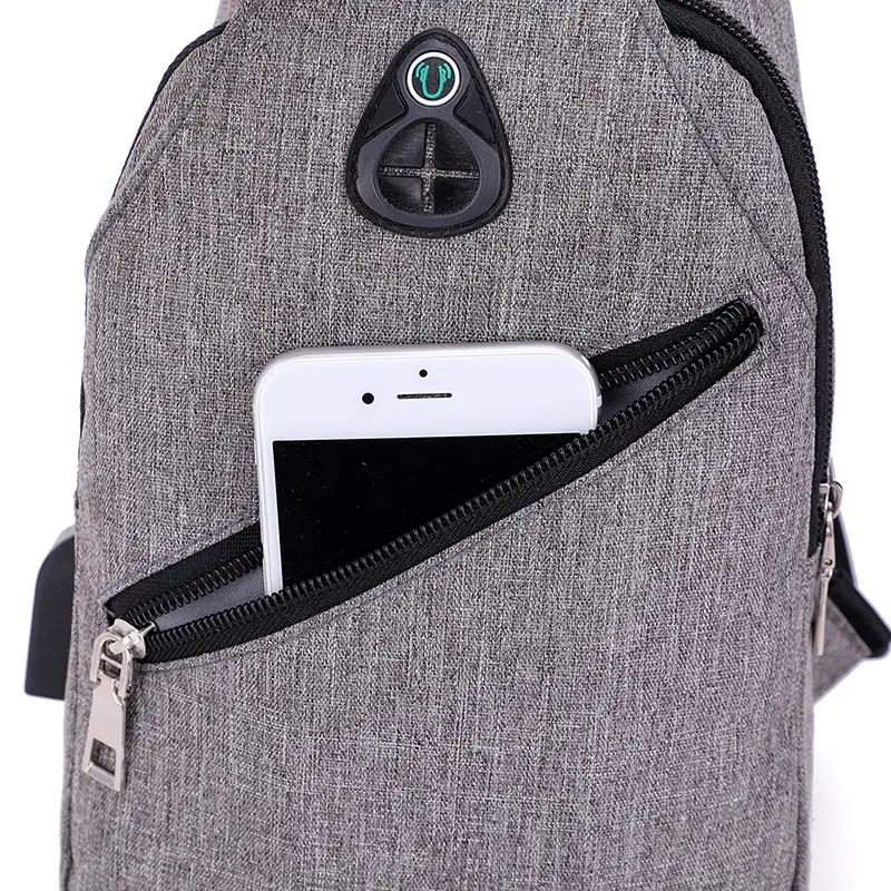 Men's Korean Style Canvas Chest Bag Black - Image 7