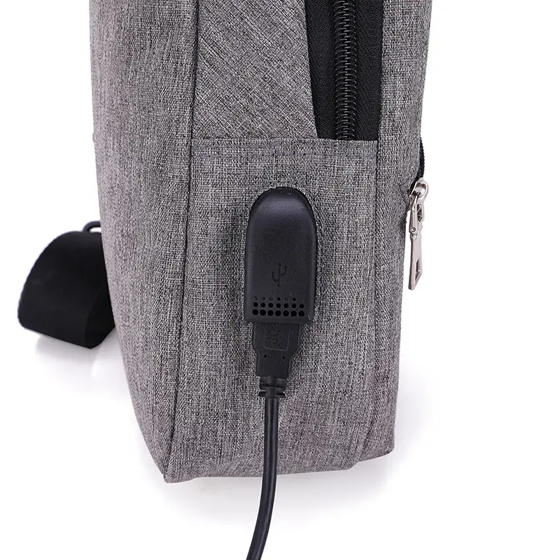 Men's Korean Style Canvas Chest Bag Black - Image 8