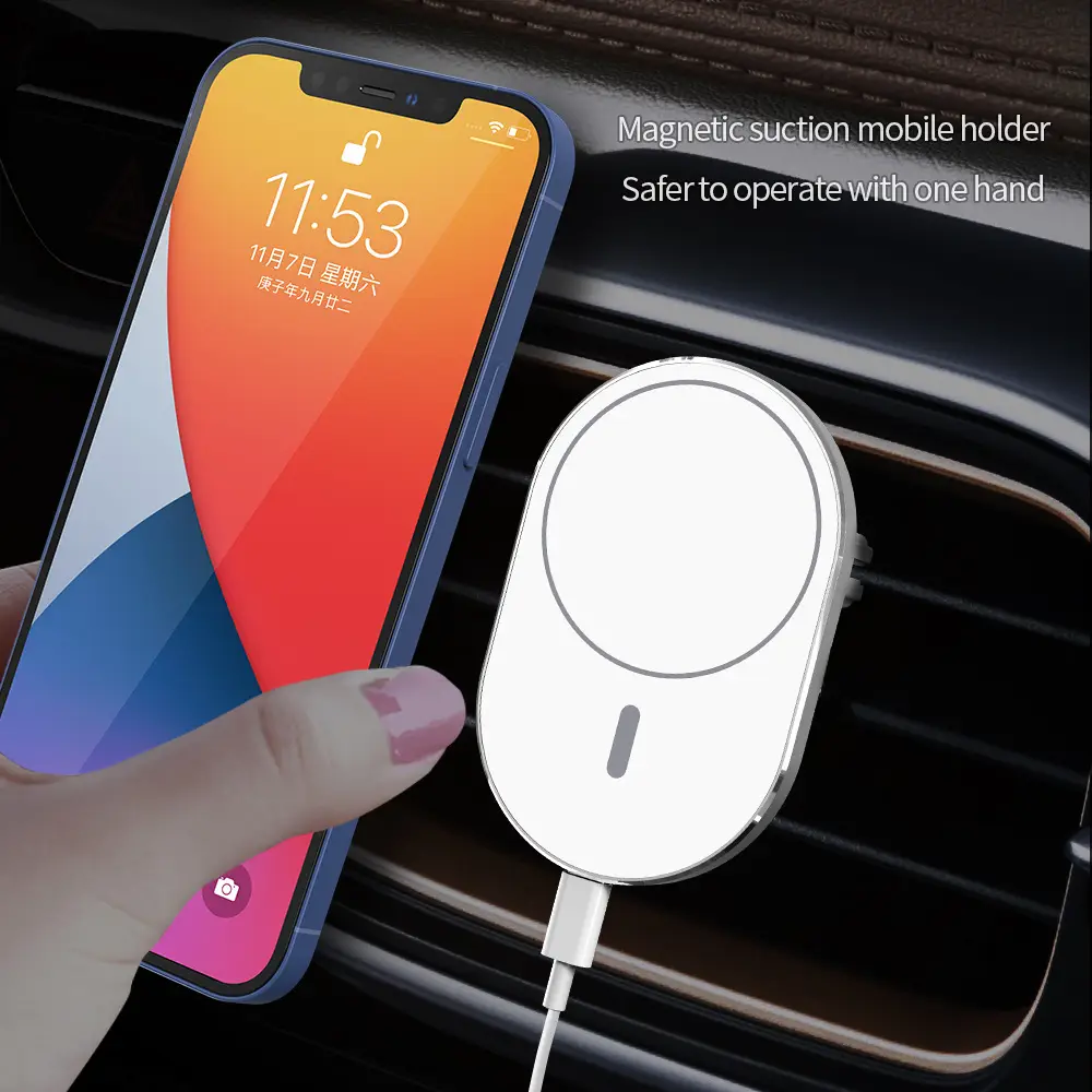 Apple 12W Magnetic Car Wireless Charger White - Image 2