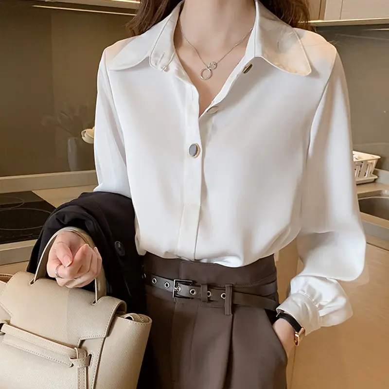 White Long-Sleeve Blouse for Women 2026 - Image 4