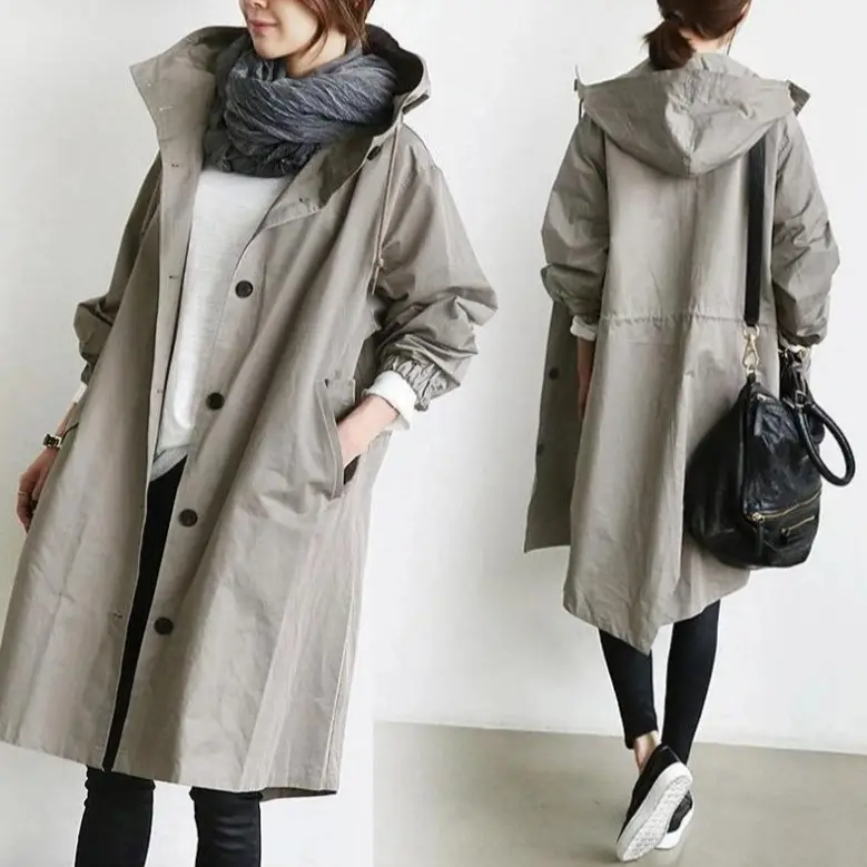 Women's Black Windbreaker Mid-Length 2021 - Image 17