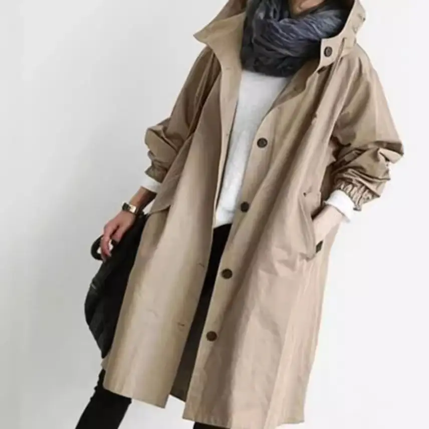 Women's Black Windbreaker Mid-Length 2021 - Image 19