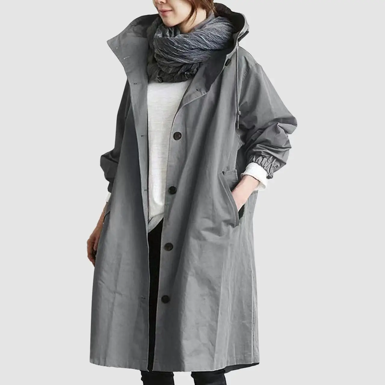 Women's Black Windbreaker Mid-Length 2021 - Image 12