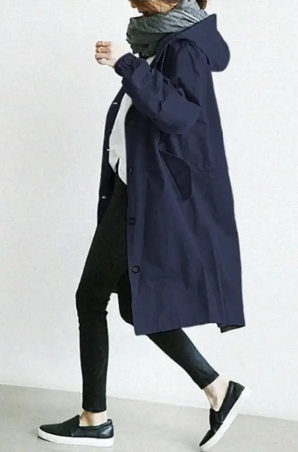 Women's Black Windbreaker Mid-Length 2021 - Image 8