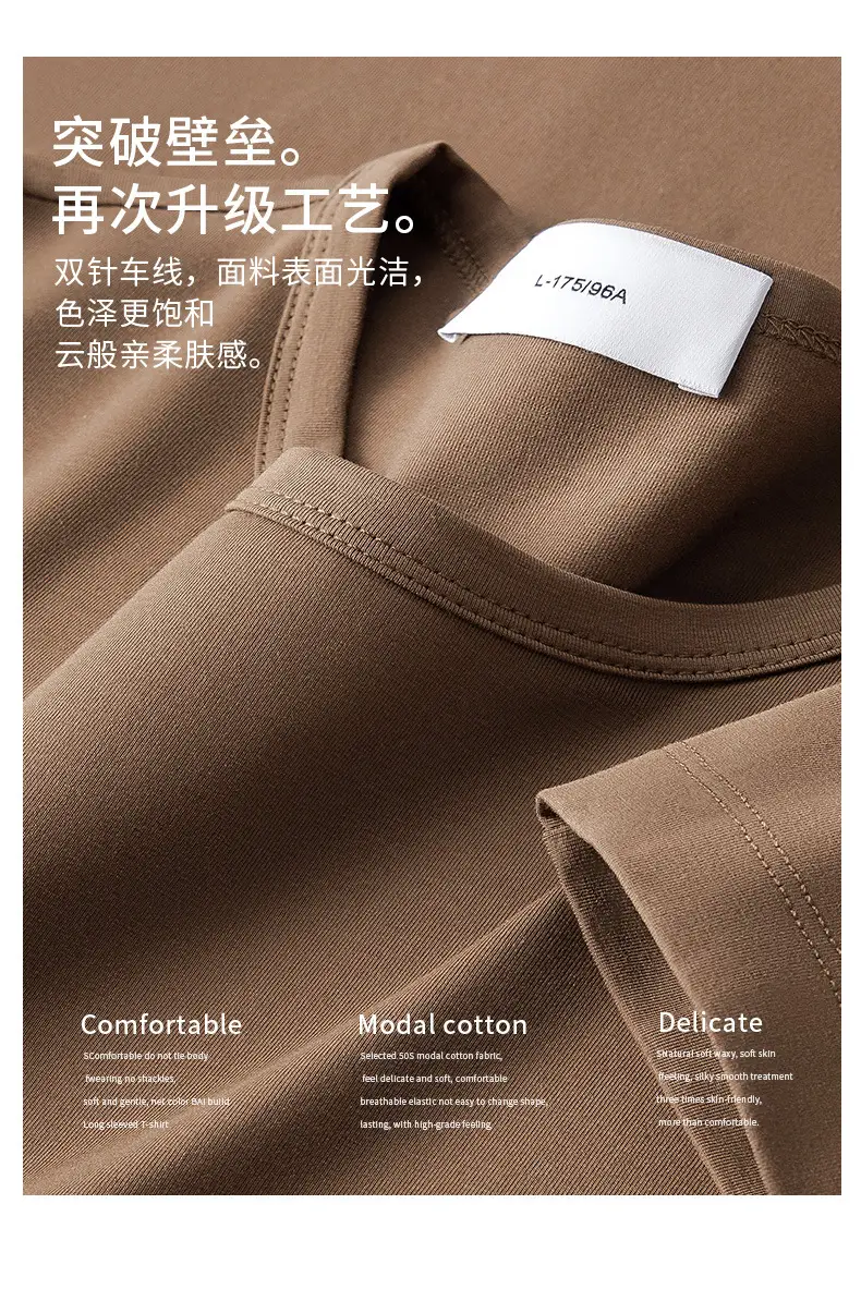 Men Black Long Sleeve T-Shirt Round Neck Spring Fall — feature 3