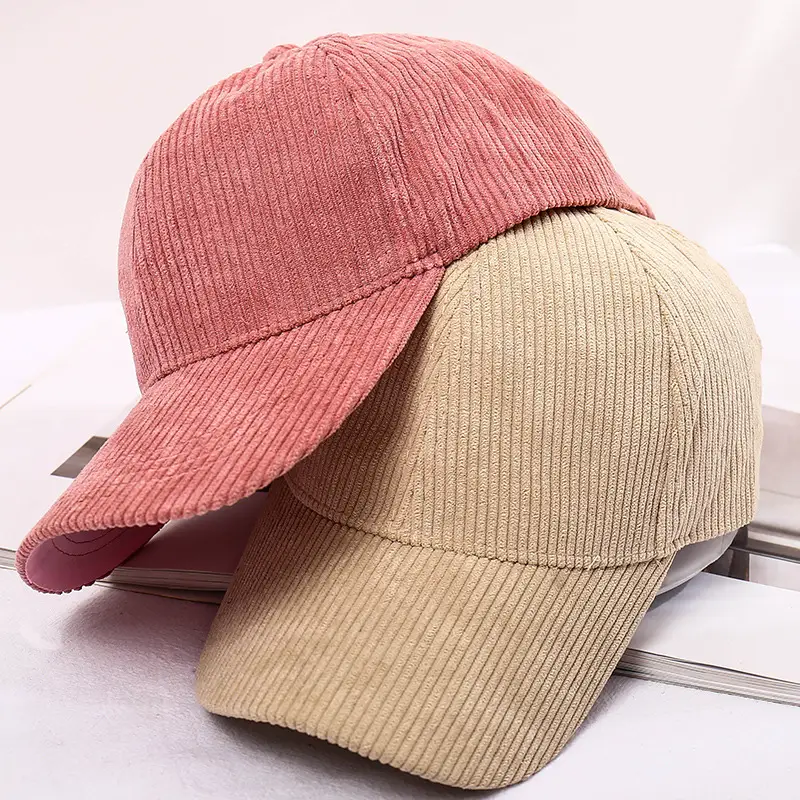 Women's Beige Corduroy Baseball Cap Winter Warm Casual Hat