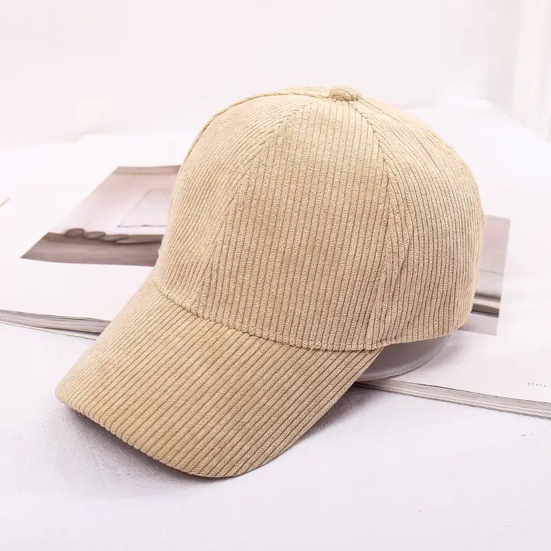 Women's Beige Corduroy Baseball Cap Winter Warm Casual Hat