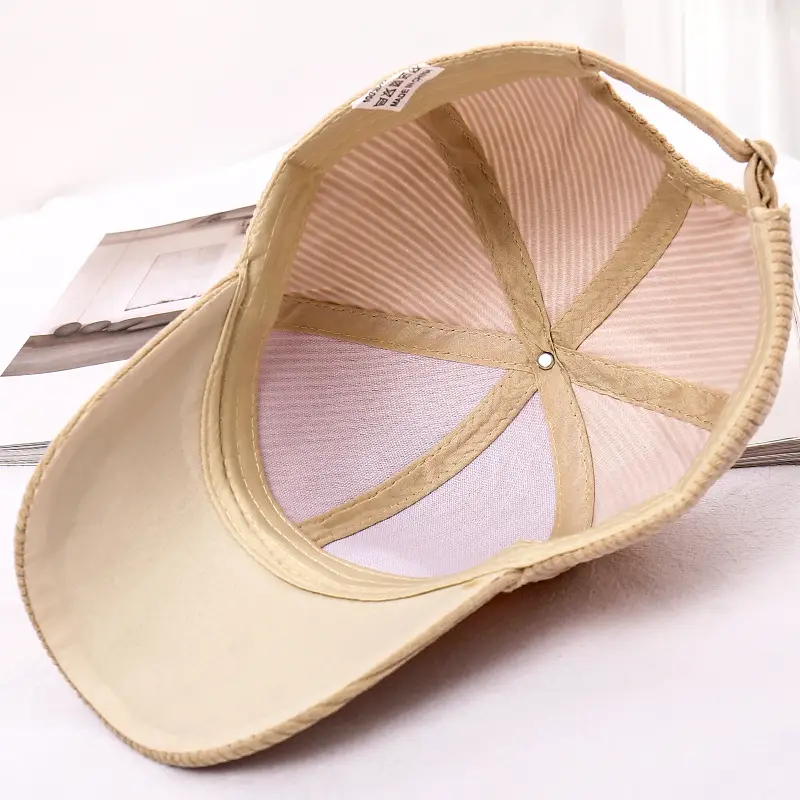 Women's Beige Corduroy Baseball Cap Winter Warm Casual Hat
