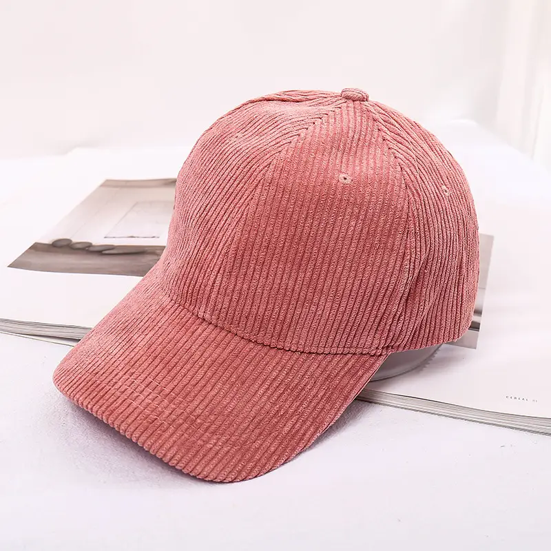 Women's Beige Corduroy Baseball Cap Winter Warm Casual Hat