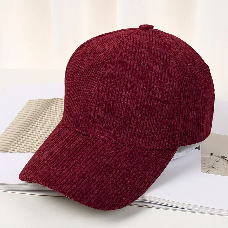 Women's Beige Corduroy Baseball Cap Winter Warm Casual Hat