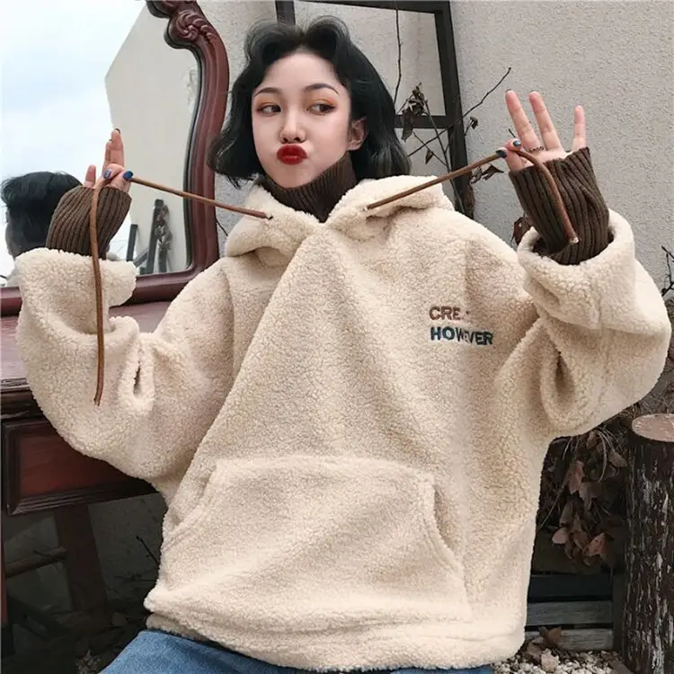 Lamb Plush Hoodie Women Autumn Winter 2025 - Image 4