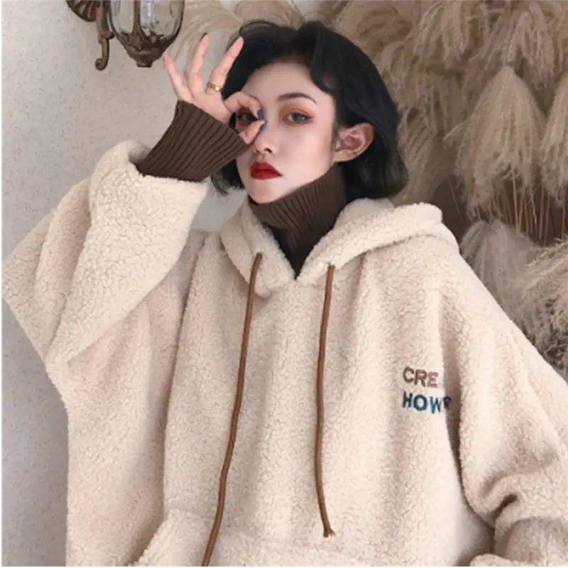 Lamb Plush Hoodie Women Autumn Winter 2025 - Image 2