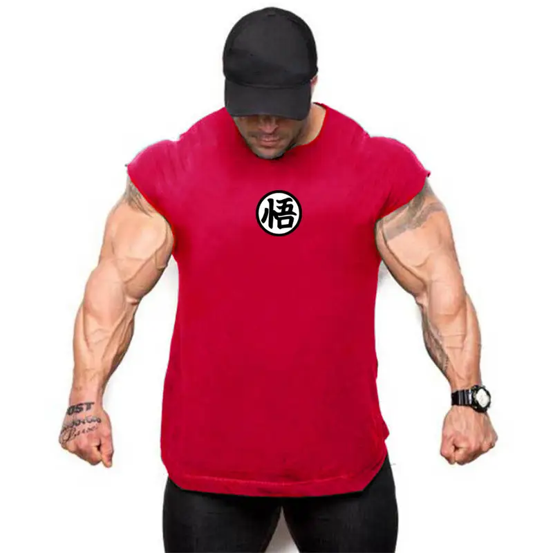 Men Blue Muscle Waistcoat T-Shirt Back View