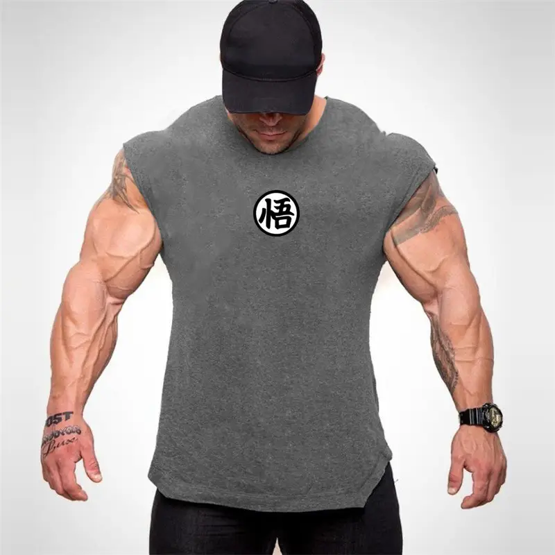Men Blue Muscle Waistcoat T-Shirt Back View