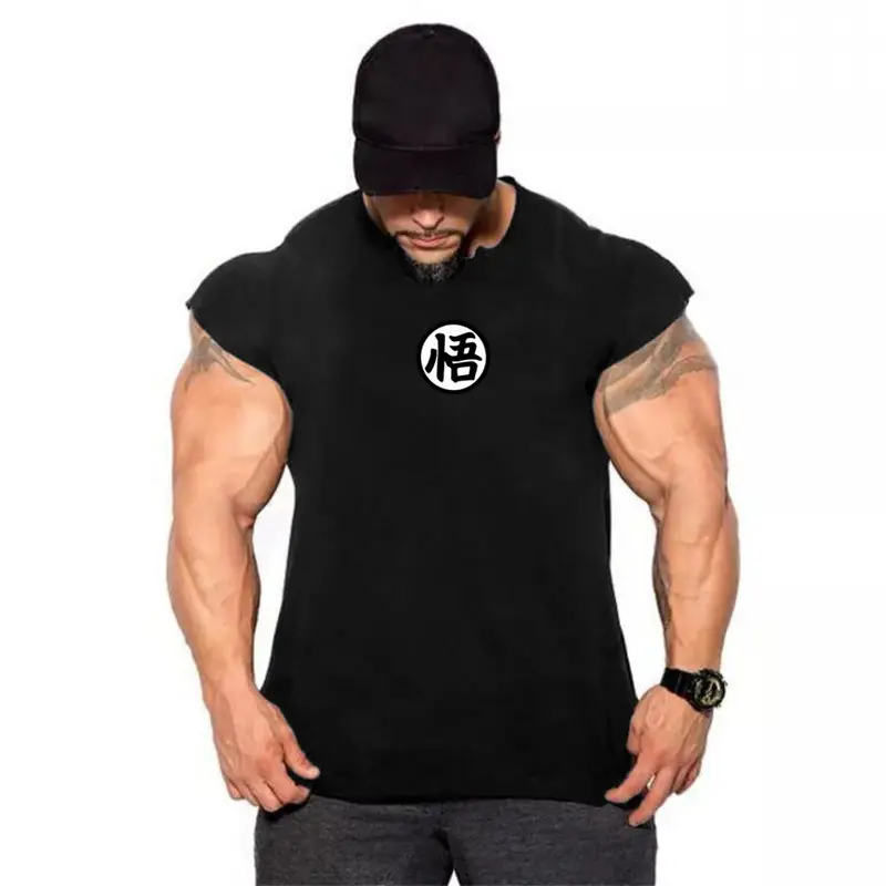 Men Blue Muscle Waistcoat T-Shirt Back View