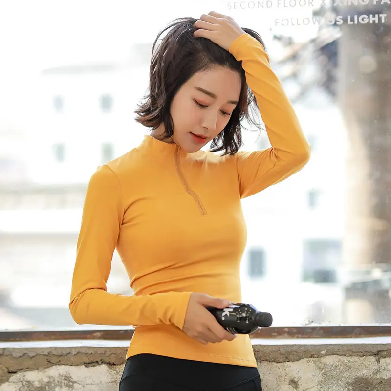Women Green Half-Zip Training Top Long Sleeve Quick Dry - Image 8