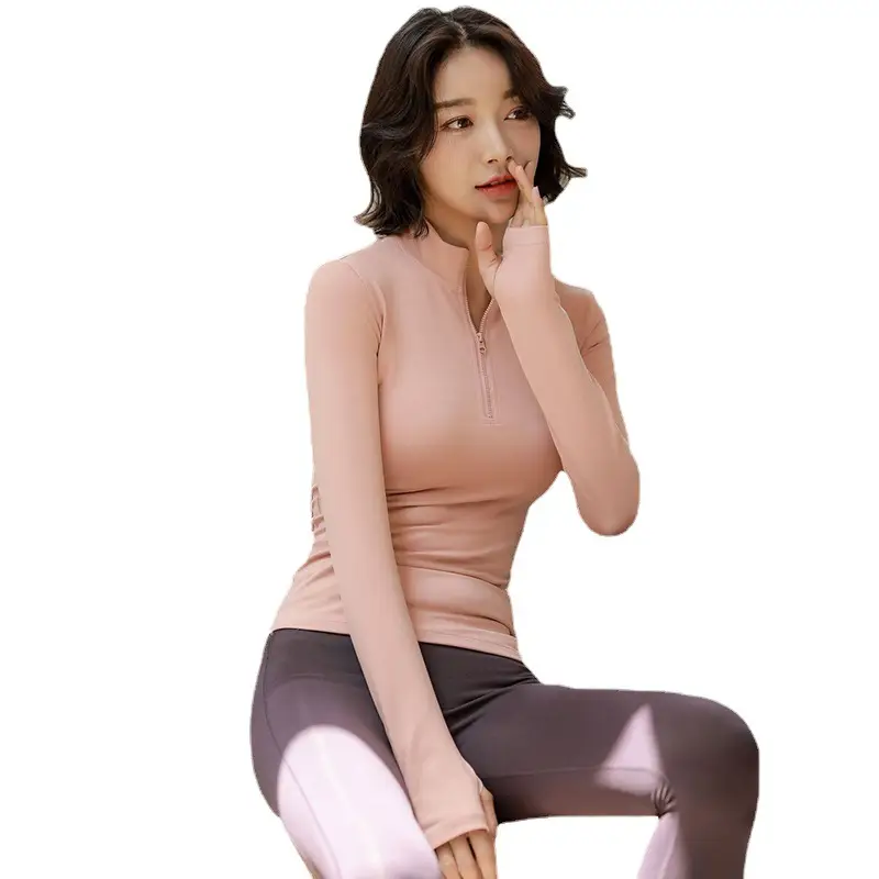 Women Green Half-Zip Training Top Long Sleeve Quick Dry - Image 11