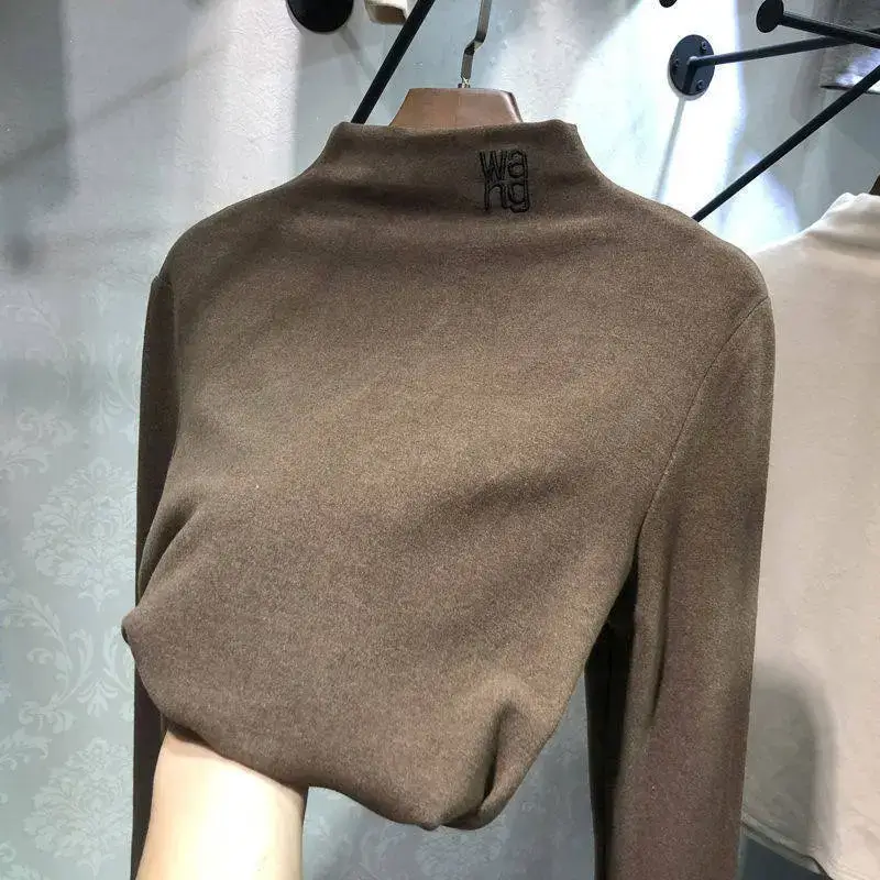 Women WA9 Logo Long Sleeve T-Shirt Brown Slim Fit - Image 8