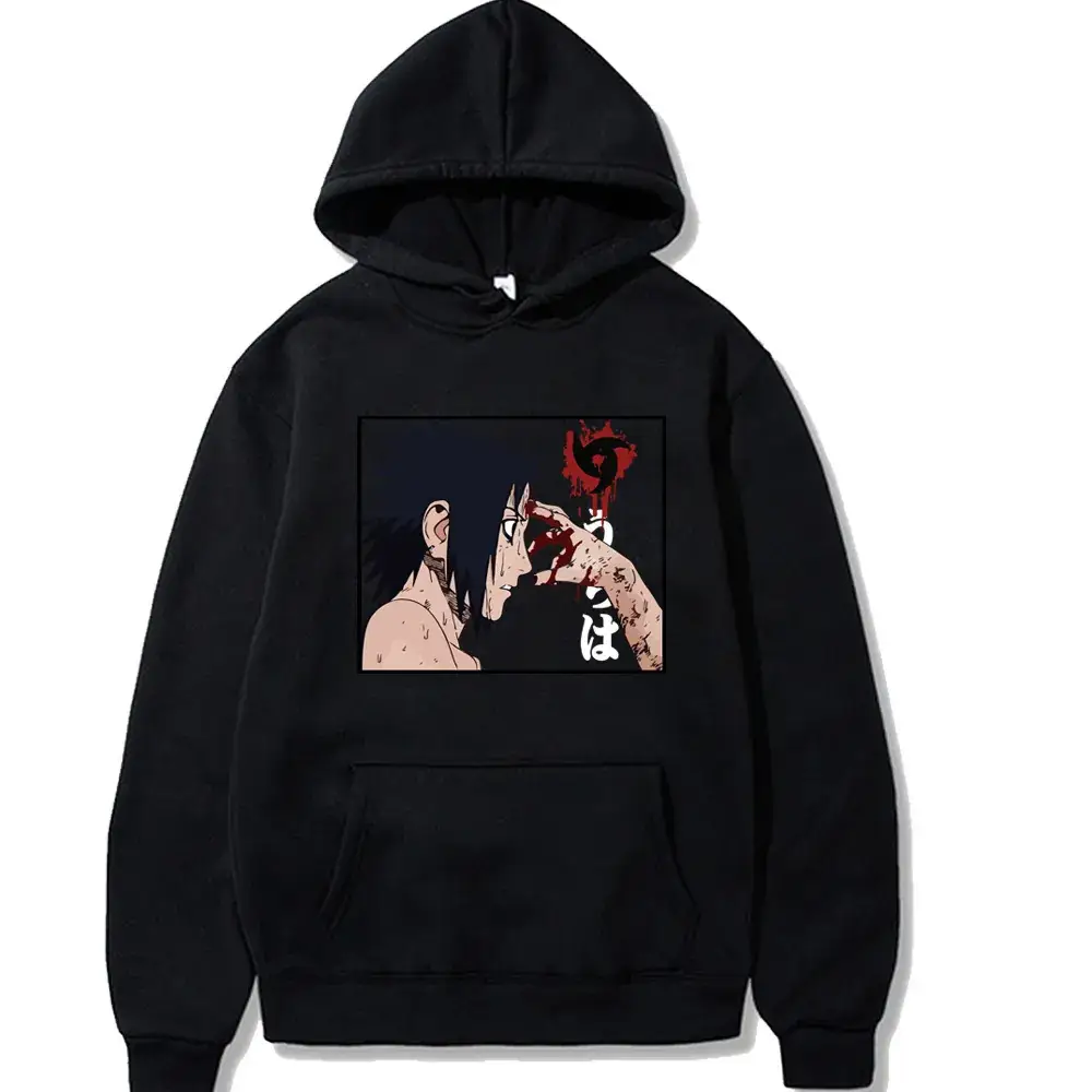 Naruto Sasuke Fleece Hoodie Plus Size White - Image 11
