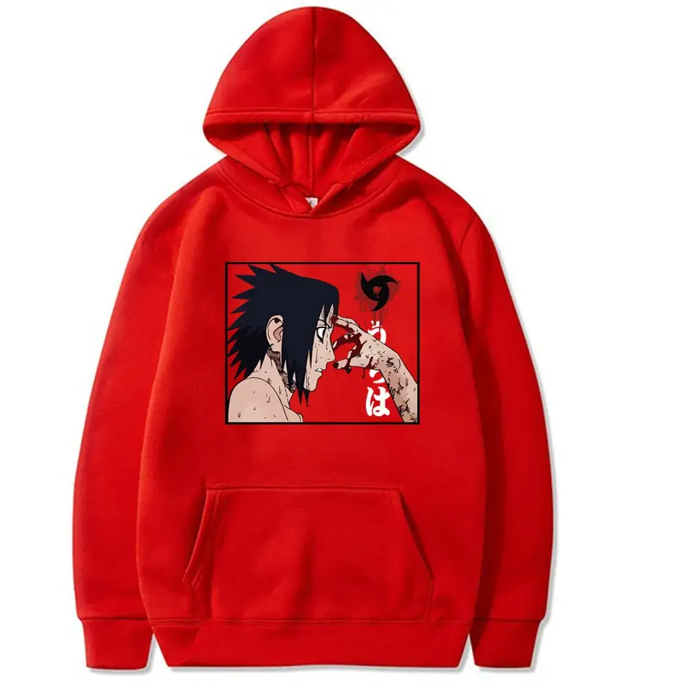 Naruto Sasuke Fleece Hoodie Plus Size White - Image 9