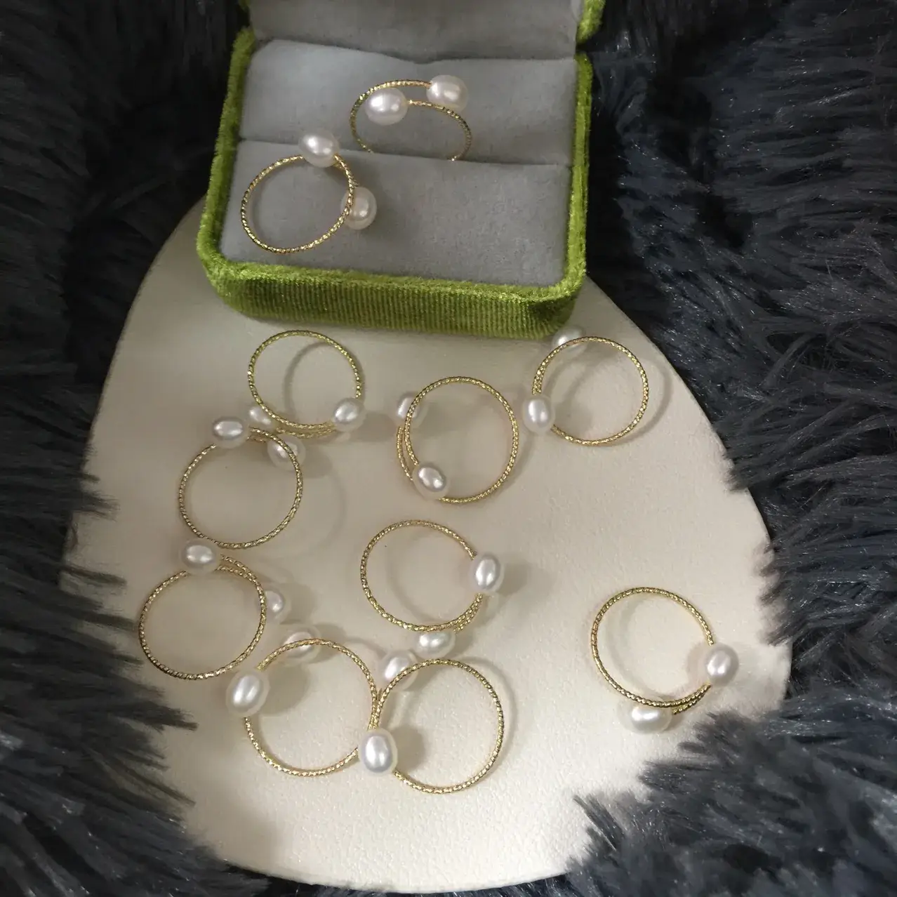 Gold Pearl Double Beads Ring Set for Women — feature 3