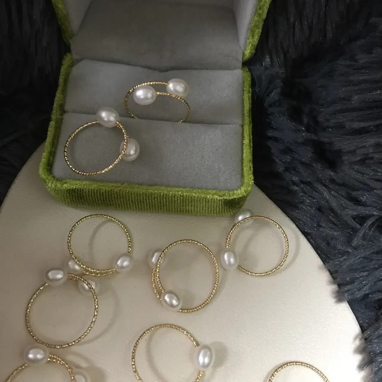 Gold Pearl Double Beads Ring Set for Women — feature 8