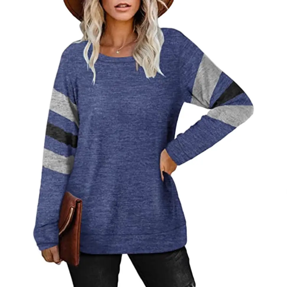 Women Long Sleeve Patchwork T-Shirt Pink Grey Black