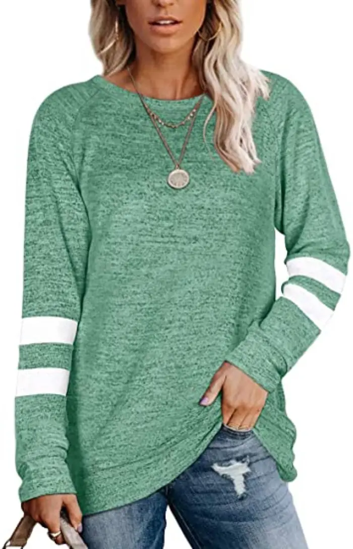 Women Long Sleeve Patchwork T-Shirt Pink Grey Black