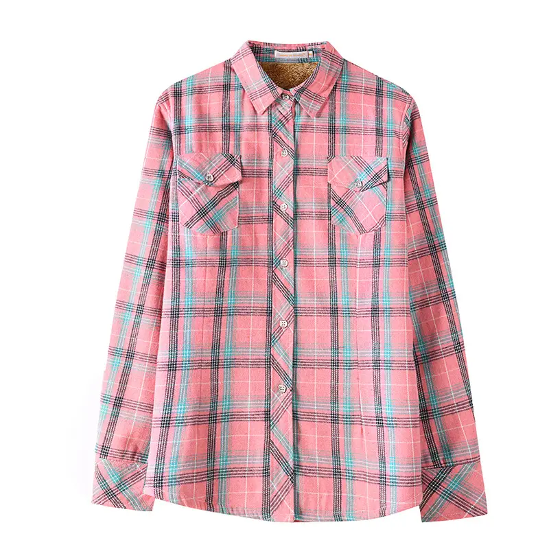 Women's Plaid Fleece Shirt Thick Warm Plus Size - Image 8