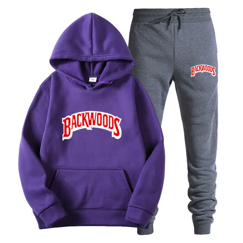 Men Red Backwoods Hoodie & Black Sweatpants Set - Image 14