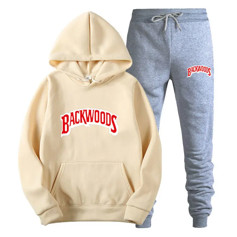 Men Red Backwoods Hoodie & Black Sweatpants Set - Image 32