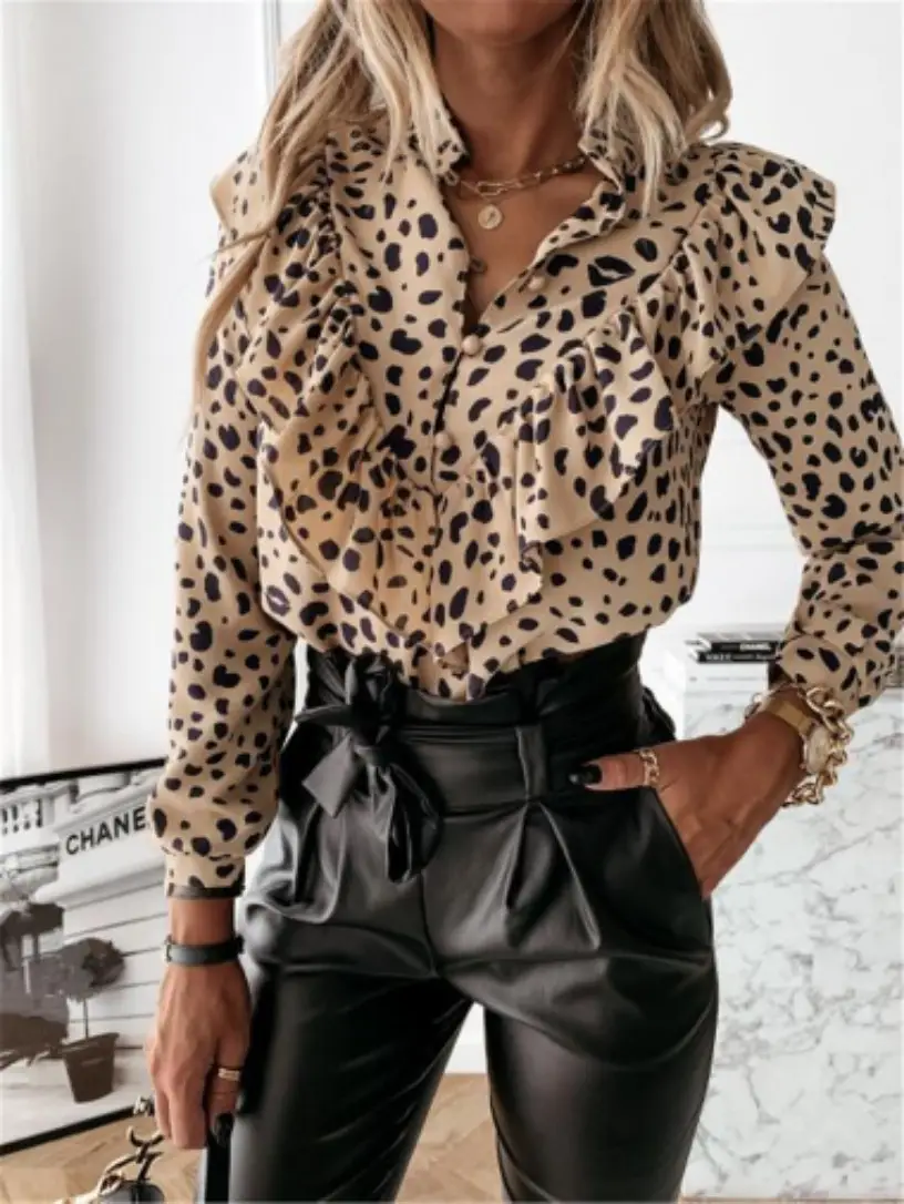 Women Long Sleeve Blouse Black White Floral Large Winter - Image 6