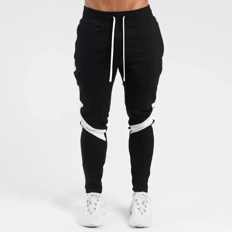 Men's White Slim Fit Fleece Pants with Black Drawstring