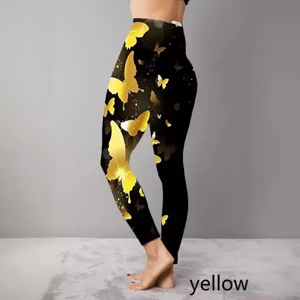 Hot Women Printed Yoga Pants Pink Stretch Black - Image 6
