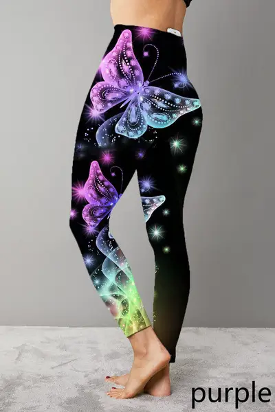 Hot Women Printed Yoga Pants Pink Stretch Black — feature 3