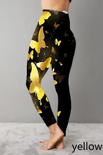Hot Women Printed Yoga Pants Pink Stretch Black — feature 5