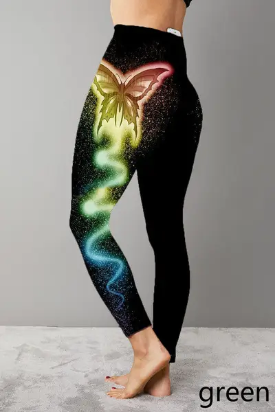 Hot Women Printed Yoga Pants Pink Stretch Black — feature 6