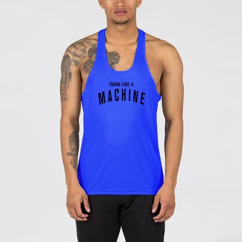 Men's White Sleeveless Gym Vest I-Back Running Training