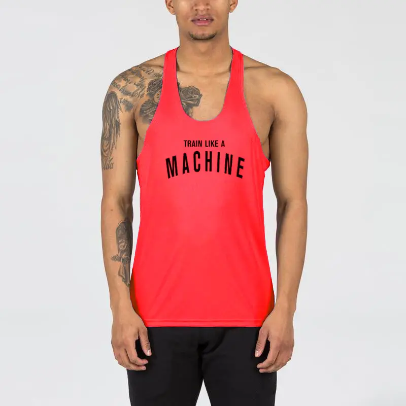 Men's White Sleeveless Gym Vest I-Back Running Training