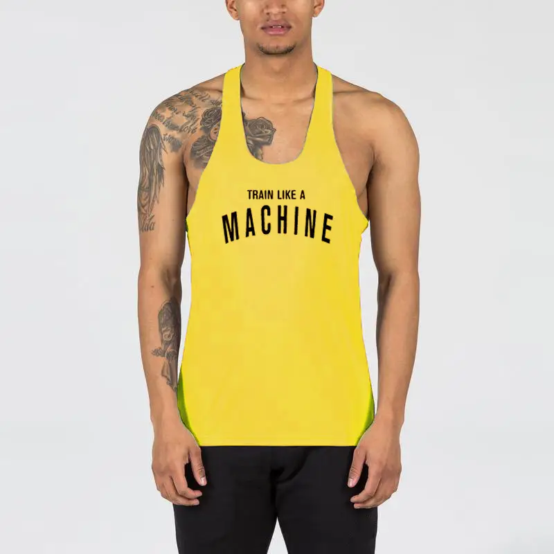 Men's White Sleeveless Gym Vest I-Back Running Training