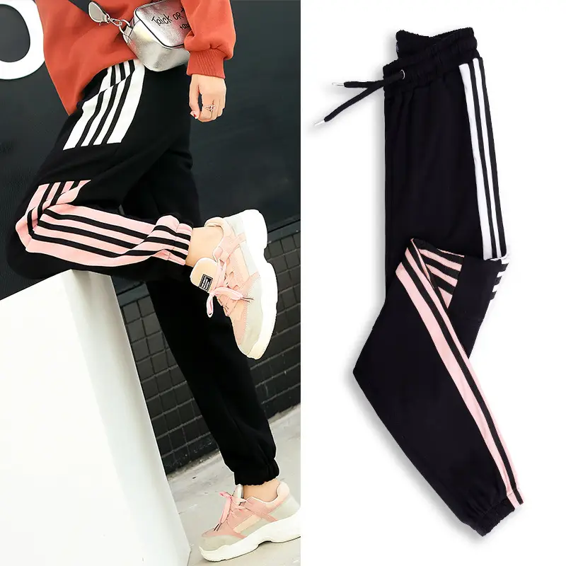 2019 Korean Style Women's Black Sports Pants Large Cropped - Image 7